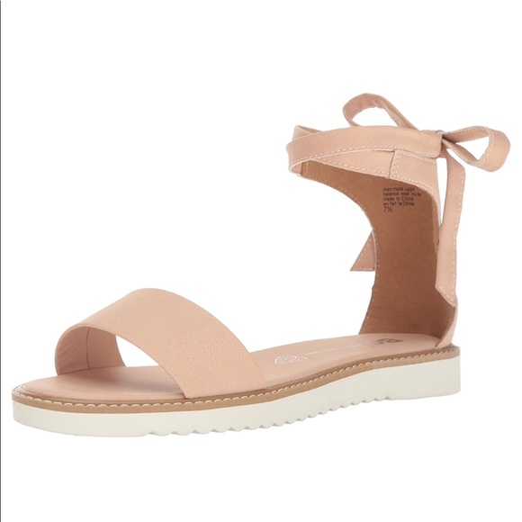 Vegan Leather Blush Cream Lace Up Sandal - Picture 5 of 7